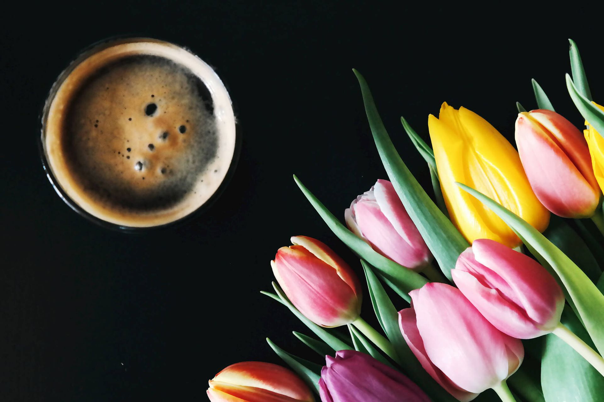 Tulips and a coffee